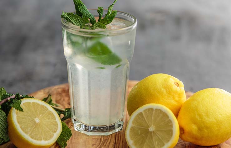 cold glass of Mint & Lemon Water